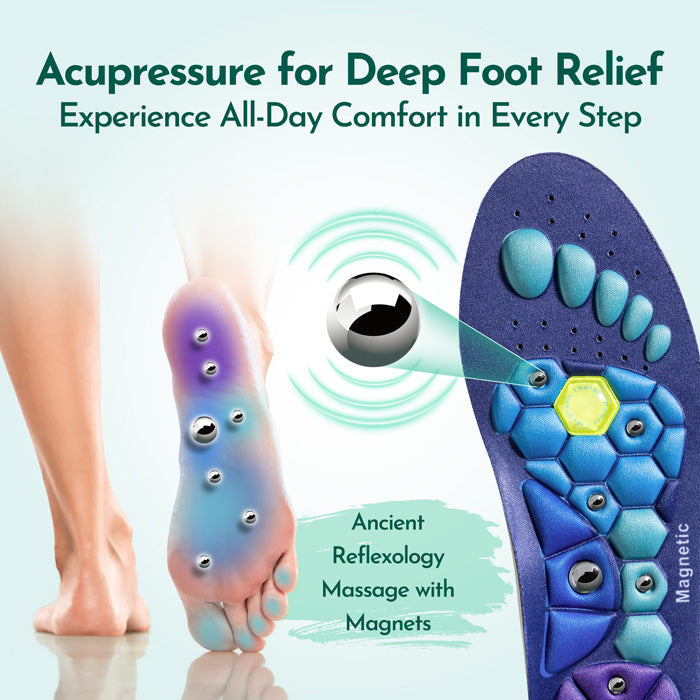 Performance Orthopedic Insoles - Magnetic Acupressure Points with Multi-Layer Cushioning